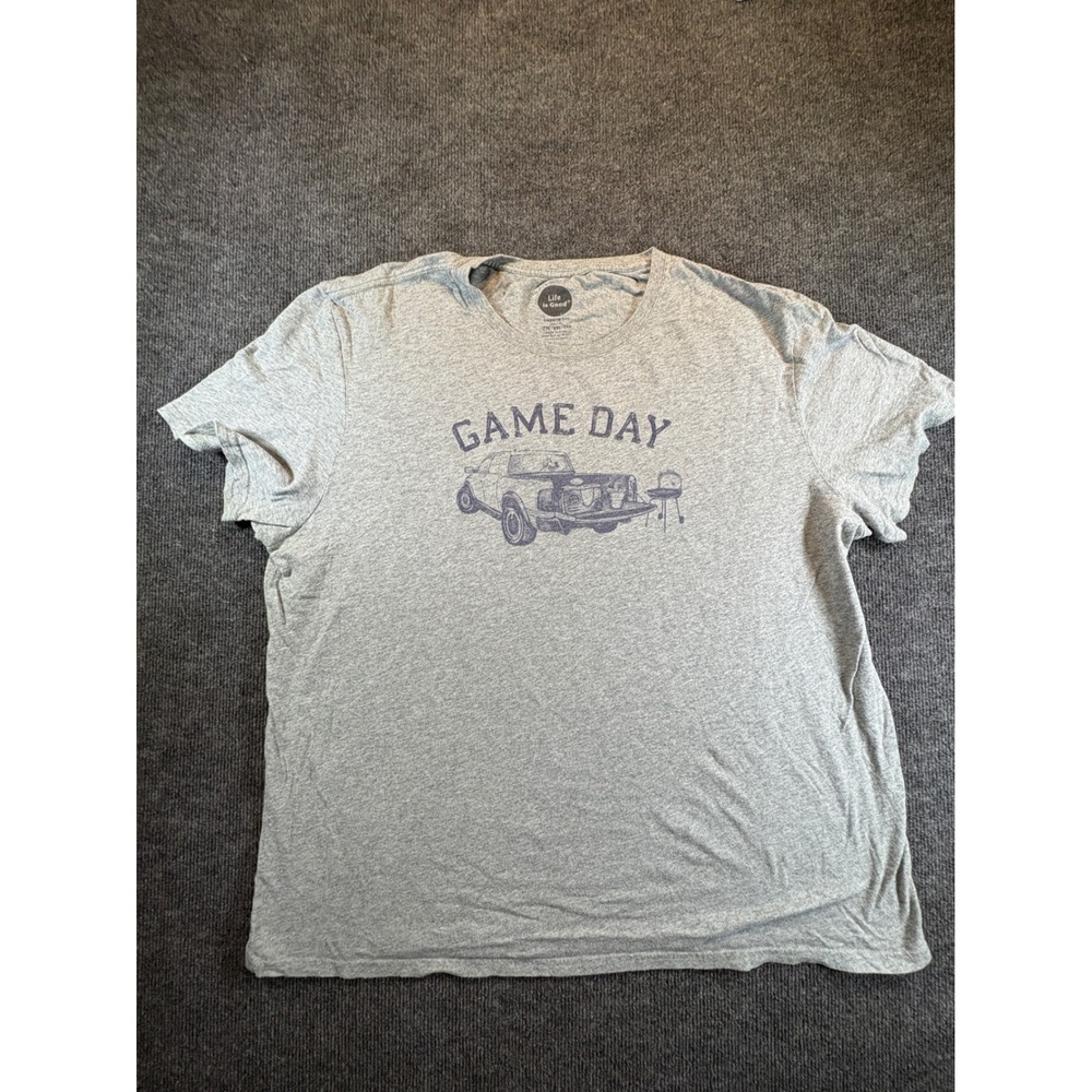 Life is Good Mens XXL Smooth Tee Gray Game Day Tailgate Truck Graphic T-Shirt